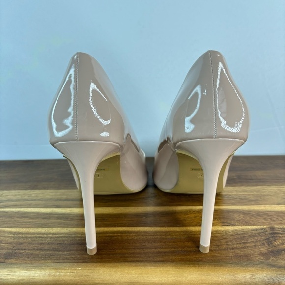 Mixx Shuz Heels Womens 7 Nude Patent Leather Pointed Toe Classic Business Casual - Picture 6 of 8